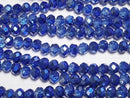 [Video] Glass Beads Faceted Button Rondelle 4.5x4.5x3.5mm Blue Half-Coated 1strand Beads (approx. 15 inches/37 cm)