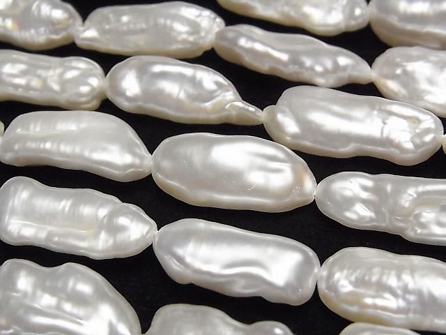 [Video] Fresh Water Pearl Keshi Pearl AA++ Baroque 11-23mm White 1strand beads (aprx.15inch/36cm)