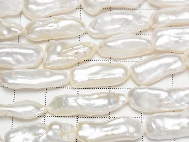 [Video] Fresh Water Pearl Keshi Pearl AA++ Baroque 11-23mm White 1strand beads (aprx.15inch/36cm)