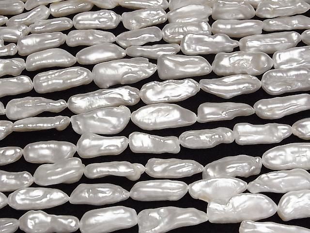 [Video] Fresh Water Pearl Keshi Pearl AA++ Baroque 11-23mm White 1strand beads (aprx.15inch/36cm)