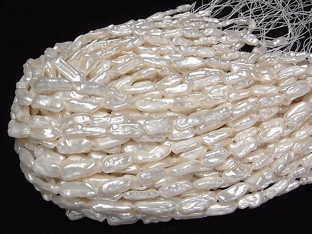 [Video] Fresh Water Pearl Keshi Pearl AA++ Baroque 11-23mm White 1strand beads (aprx.15inch/36cm)