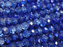 [Video] Glass Beads Faceted Button Rondelle 6x6x4.5mm Blue Half-Coated 1strand Beads (approx. 15 inches/38 cm)