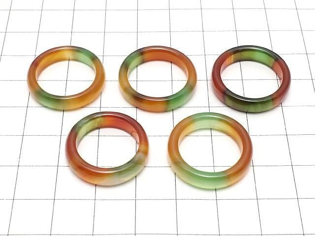 [Video] Green x Red color Chalcedony ring [Size 11]-[Size 16] 2pcs