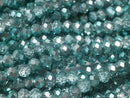 [Video] Glass Beads Faceted Button Rondelle 3.5x3.5x2.5mm Aqua Green Half-Coated 1 Strand (approx. 13 inches/32 cm)