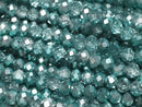 [Video] Glass Beads Faceted Button Rondelle 4.5x4.5x3.5mm Aqua Green Half-Coated 1strand Beads (approx. 15 inches/38 cm)