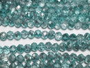 [Video] Glass Beads Faceted Button Rondelle 4.5x4.5x3.5mm Aqua Green Half-Coated 1strand Beads (approx. 15 inches/38 cm)