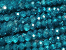 [Video] Glass Beads Faceted Button Rondelle 4.5x4.5x3.5mm Blue-Green Half-Coated 1strand Beads (approx. 15 inches/38 cm)