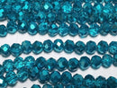 [Video] Glass Beads Faceted Button Rondelle 4.5x4.5x3.5mm Blue-Green Half-Coated 1strand Beads (approx. 15 inches/38 cm)