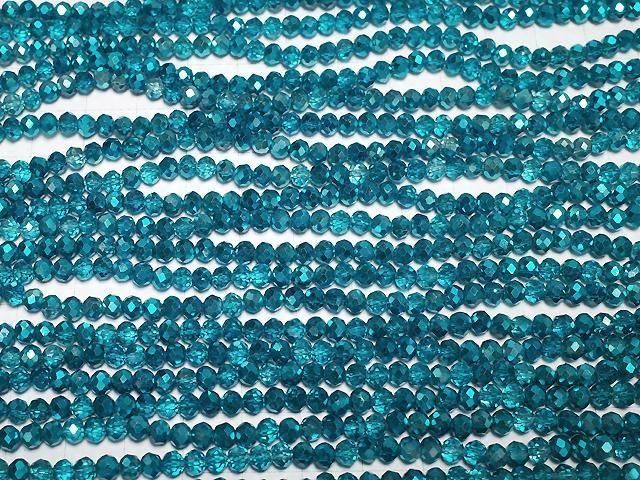 [Video] Glass Beads Faceted Button Rondelle 4.5x4.5x3.5mm Blue-Green Half-Coated 1strand Beads (approx. 15 inches/38 cm)
