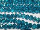 [Video] Glass Beads Faceted Button Rondelle 6x6x4.5mm Blue-Green Half-Coated 1strand Beads (approx. 15 inches/37 cm)