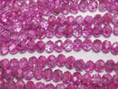 [Video] Glass Beads Faceted Button Rondelle 4.5x4.5x3.5mm Pink Half-Coated 1strand Beads (approx. 15 inches/37 cm)