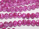 [Video] Glass Beads Faceted Button Rondelle 6x6x4.5mm Pink Half-Coated 1strand Beads (approx. 15 inches/37 cm)