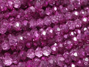 [Video] Glass Beads Faceted Button Rondelle 4.5x4.5x3.5mm Pink Purple Half-Coated 1strand Beads (approx. 15 inches/36 cm)