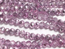 [Video] Glass Beads Faceted Button Rondelle 3.5x3.5x2.5mm Smoky Pink Half-Coated 1strand Beads (approx. 13 inches/32 cm)