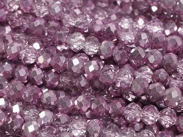 [Video] Glass Beads Faceted Button Rondelle 4.5x4.5x3.5mm Smoky Pink Half-Coated 1strand Beads (approx. 15 inches/37 cm)
