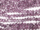 [Video] Glass Beads Faceted Button Rondelle 4.5x4.5x3.5mm Smoky Pink Half-Coated 1strand Beads (approx. 15 inches/37 cm)