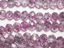 [Video] Glass Beads Faceted Button Rondelle 6x6x4.5mm Smoky Pink Half-Coated 1strand Beads (approx. 15 inches/37 cm)
