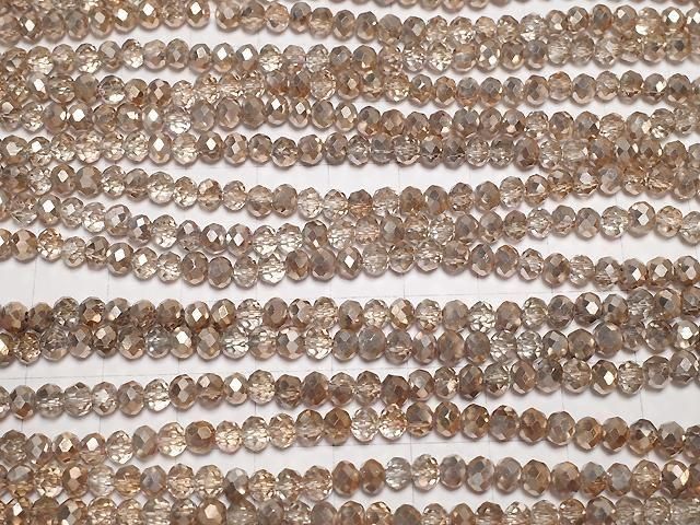 [Video] Glass Beads Faceted Button Rondelle 4.5x4.5x3.5mm Brown Half-Coated 1strand Beads (approx. 15 inches/36 cm)