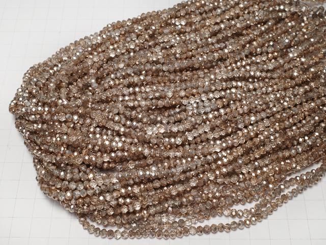 [Video] Glass Beads Faceted Button Rondelle 4.5x4.5x3.5mm Brown Half-Coated 1strand Beads (approx. 15 inches/36 cm)