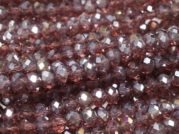 [Video] Glass Beads Faceted Button Rondelle 3.5x3.5x2.5mm Clear Red Silver - AB 1strand beads (approx. 14 inches/34 cm)