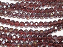 [Video] Glass Beads Faceted Button Rondelle 4.5x4.5x3.5mm Clear Red Silver - AB 1strand beads (approx. 15 inches/38 cm)