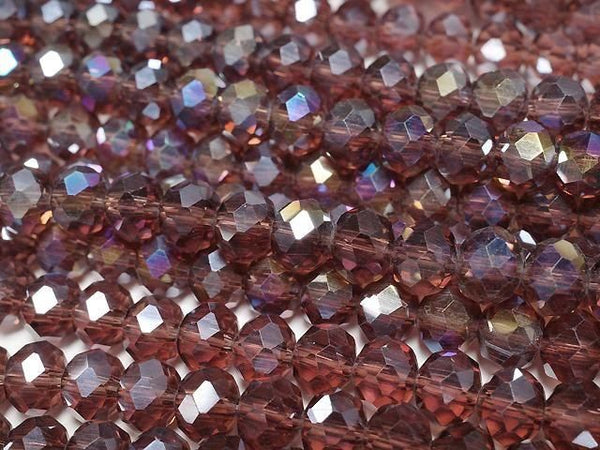 [Video] Glass Beads Faceted Button Rondelle 6x6x4.5mm Clear Red Silver - AB 1strand beads (approx. 15 inches/38 cm)