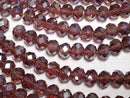 [Video] Glass Beads Faceted Button Rondelle 6x6x4.5mm Clear Red Silver - AB 1strand beads (approx. 15 inches/38 cm)