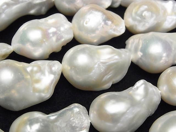 [Video] Fresh Water Pearl AA++ Baroque 18-28mm White 1strand beads (aprx.15inch/37cm)