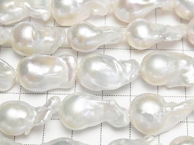 [Video] Fresh Water Pearl AA++ Baroque 18-28mm White 1strand beads (aprx.15inch/37cm)