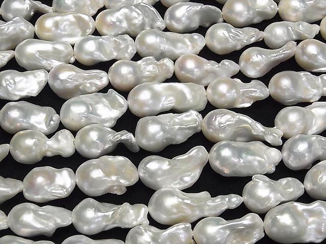 [Video] Fresh Water Pearl AA++ Baroque 18-28mm White 1strand beads (aprx.15inch/37cm)