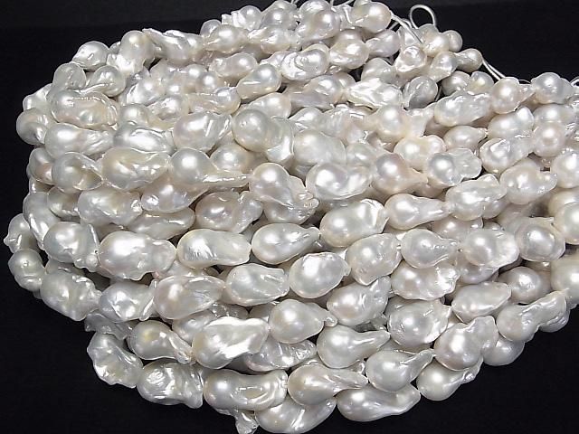 [Video] Fresh Water Pearl AA++ Baroque 18-28mm White 1strand beads (aprx.15inch/37cm)