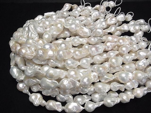 [Video] Fresh Water Pearl AA++ Baroque 19-28mm White 1strand beads (approx. 15 inches/37 cm)