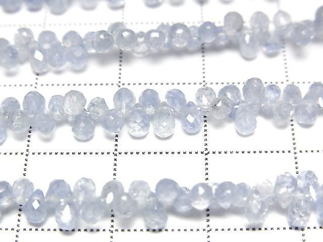 [Video]High Quality Ceylon Sapphire AAA- Drop Faceted Briolette half or 1strand beads (aprx.7inch/18cm)