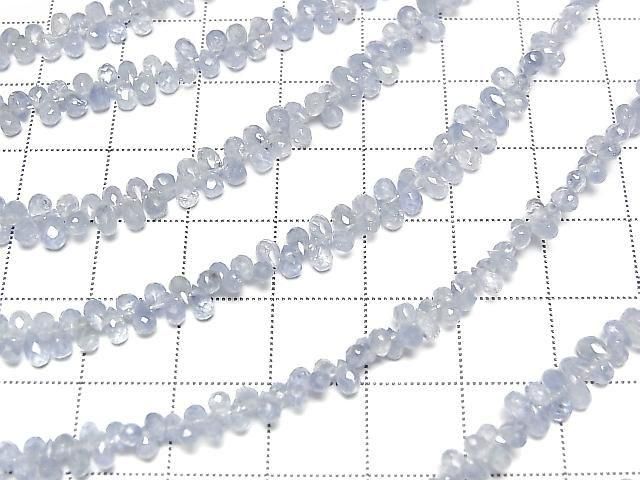 [Video]High Quality Ceylon Sapphire AAA- Drop Faceted Briolette half or 1strand beads (aprx.7inch/18cm)
