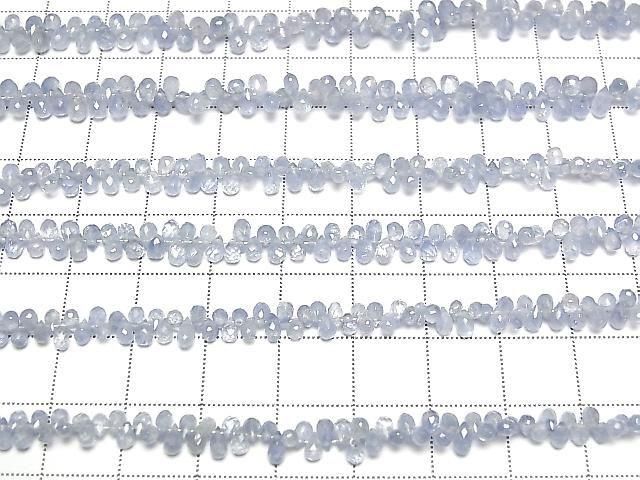 [Video]High Quality Ceylon Sapphire AAA- Drop Faceted Briolette half or 1strand beads (aprx.7inch/18cm)