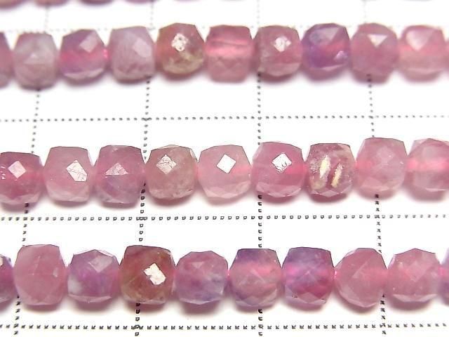 [Video]High Quality! Pink Tourmaline Silica AA Cube Shape 4.5x4.5x4.5mm half or 1strand beads (aprx.15inch/37cm)
