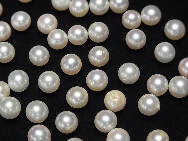[Video] Japanese Akoya Pearl AAA- Round 6-6.5mm White [Half Drilled Hole] 3pcs
