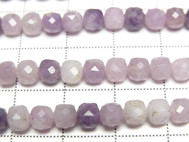 [Video] High Quality! Lepidolite AA Cube Shape 4.5x4.5x4.5mm 1strand beads (aprx.15inch/36cm)