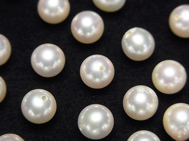 [Video] Japanese Akoya Pearl AAA- Round 7mm White [Half Drilled Hole] 1pc