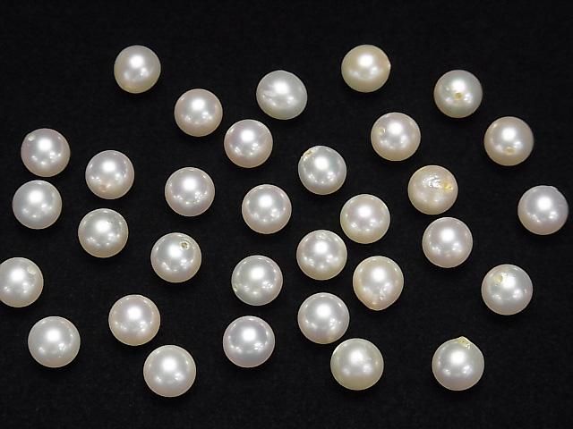 [Video] Japanese Akoya Pearl AAA- Round 7mm White [Half Drilled Hole] 1pc