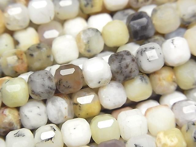 [Video]High Quality! Dendrite Opal Cube Shape 6x6x6mm 1strand beads (aprx.15inch/36cm)
