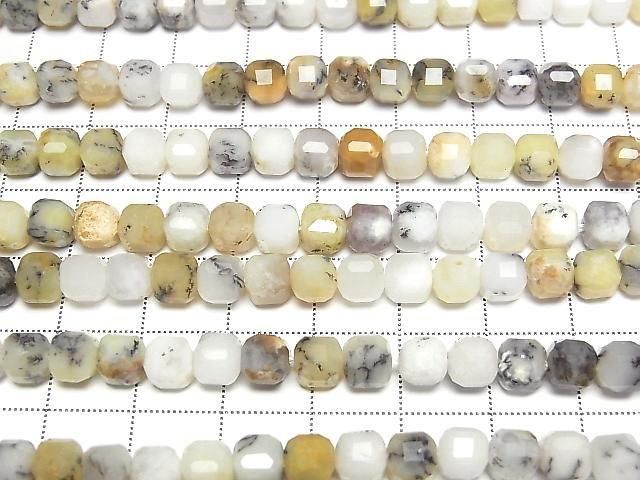 [Video]High Quality! Dendrite Opal Cube Shape 6x6x6mm 1strand beads (aprx.15inch/36cm)