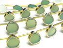[Video] Apple Green Chalcedony Bezel Setting Chestnut half or 1strand beads (aprx.7inch/17cm)