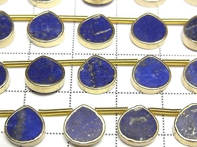 [Video] Lapislazuli Bezel Setting Chestnut half or 1strand beads (aprx.7inch/17cm)