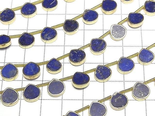 [Video] Lapislazuli Bezel Setting Chestnut half or 1strand beads (aprx.7inch/17cm)