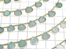 [Video]Amazonite Bezel Setting Chestnut half or 1strand beads (aprx.7inch/17cm)