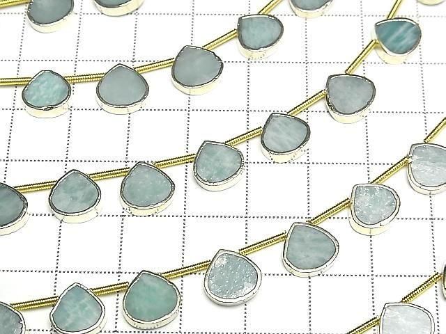 [Video]Amazonite Bezel Setting Chestnut half or 1strand beads (aprx.7inch/17cm)