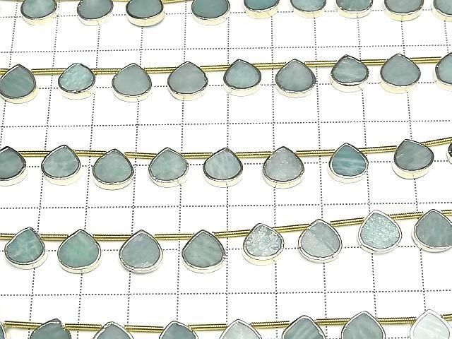 [Video]Amazonite Bezel Setting Chestnut half or 1strand beads (aprx.7inch/17cm)