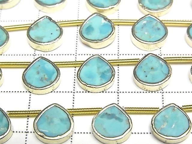 [Video] Compressed Turquoise Bezel Setting Chestnut half or 1strand beads (aprx.7inch/17cm)