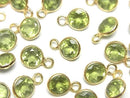[Video]High Quality Peridot AAA Bezel Setting Round Faceted 6x6mm 18KGP 3pcs